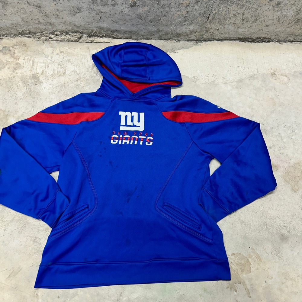 Reebok New York Giants Hoodie NFL Football Blue Red Pullover Sweatshirt